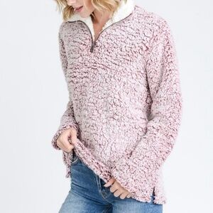 Love Tree Sherpa 1/4 Zip Pullover Sweater
